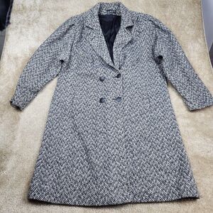 Vintage Miss New Yorker Wool Blend Coat Overcoat Tweed Made In USA Size XL L